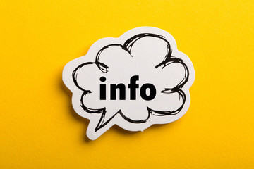 Info Speech Bubble Isolated On Yellow Background