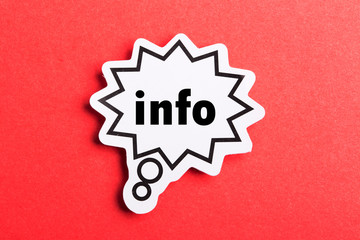 Info Speech Bubble Isolated On Red Background