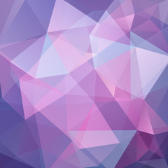 Background made of pink, pastel purple, blue triangles. Square composition with geometric shapes. Eps 10