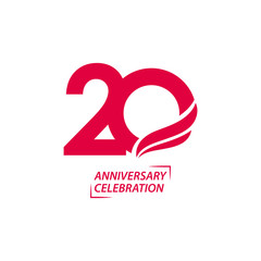 20 Year Anniversary Celebration Vector Template Design Illustration