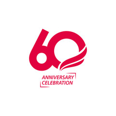 60 Year Anniversary Celebration Vector Template Design Illustration - obrazy, fototapety, plakaty