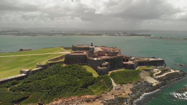 Fortress at Old San Juan, Puerto Rico - Castillo San Felipe del Morro Aerial view of the fortress at Old San Juan, Puerto Rico