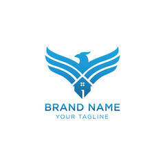 Luxury bird, eagle, hawk real estate vector logo design. Universal premium falcon symbol logotype. - Vector 