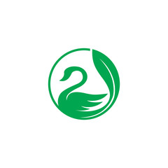 Naklejka premium Natural Care logo,Swan and green leaf symbol. - Vector 
