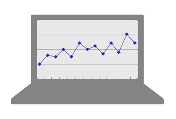 パソコン画面に映るグラフ
