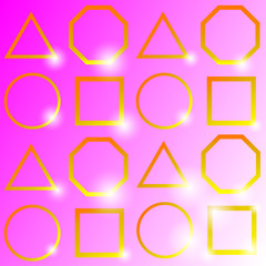 "Shining golden geometry ,on pink background."