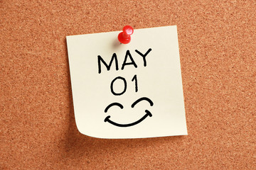 May 01 Happy Labor Day Concept On Sticky Note