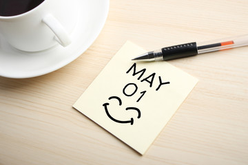 May 01 Happy Labor Day Concept On Sticky Note