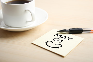 May 01 Happy Labor Day Concept On Sticky Note