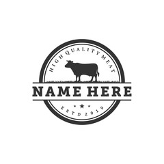 vintage cow farm concept logo design