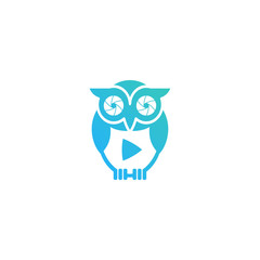 simple flat icon owl logo design