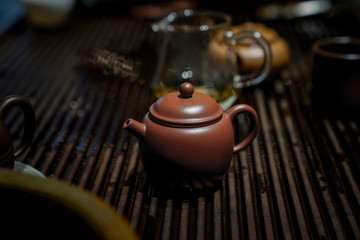 the red enameled pottery teapot