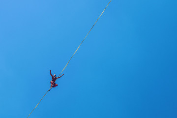 Man on high line.
