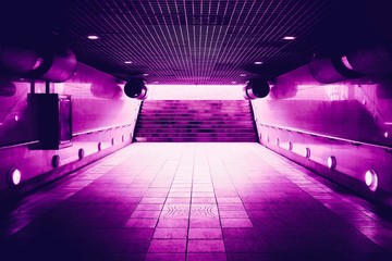 Underpass Construction Background in Proton Purple Color Tone.