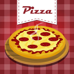 Vector Pizza on plate illustration concept