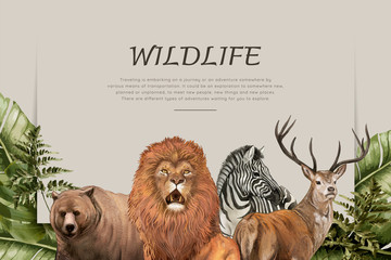 Hand drawn wild animals - obrazy, fototapety, plakaty