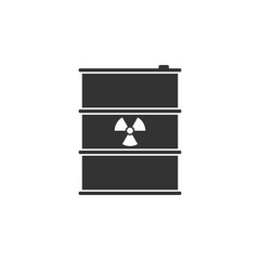 Radioactive waste in barrel icon isolated. Toxic refuse keg. Radioactive garbage emissions, environmental pollution, danger of ecological disaster. Flat design. Vector Illustration