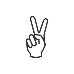 Fototapeta na wymiar Hand showing two finger icon isolated. Victory hand sign. Flat design. Vector Illustration