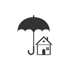 House with umbrella icon isolated. Real estate insurance symbol. Real estate symbol. Flat design. Vector Illustration