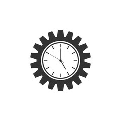 Clock gear icon isolated. Flat design. Vector Illustration