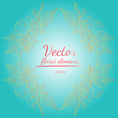 Wreath of roses or peonies flowers with light sea green, sunshade, living coral, yellow and white colors. Floral frame design elements for invitations and greeting cards. Hand drawn. Line art. Sketch.