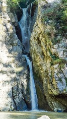 Waterfall on the Agura River in Sochi, Krasnodar Krai, Russia.