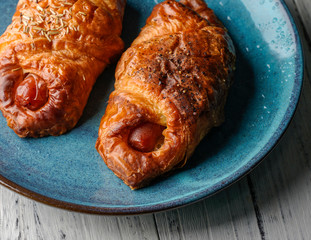 Sausage bread on a plate