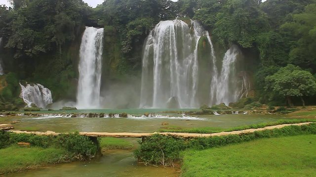 view of “ Ban Gioc “ waterfall, Cao Bang, Vietnam. Vietnam waterfall at the Vietnames China border. Natural landscape