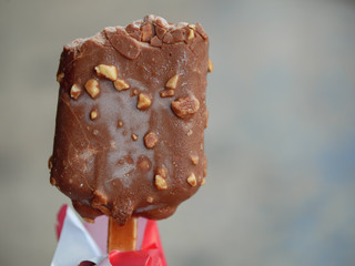 Bitten chocolate popsicle ice cream 