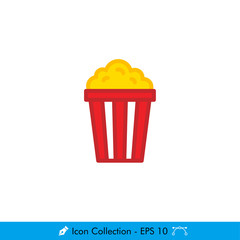 Popcorn Icon / Vector - In Line - In Color Design