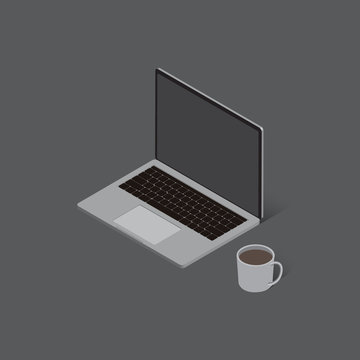 isometric laptor vector for graphic design