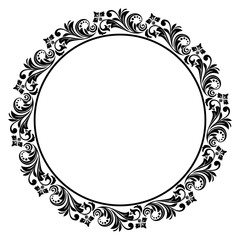Decorative frame Elegant vector element for design in Eastern style, place for text. Floral black border. Lace illustration for invitations and greeting cards