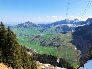 Wasserauen-Ebenalp cable car or Die Luftseilbahn Wasserauen-Ebenalp in the Appenzellerland region -...