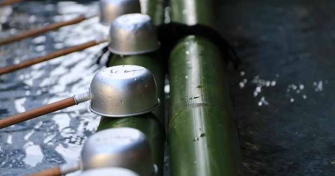 Purification trough at Kanda shrine in Tokyo closeup
