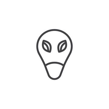 Alien face with large eyes line icon. linear style sign for mobile concept and web design. Extraterrestrial humanoid head outline vector icon. Symbol, logo illustration. Pixel perfect vector graphics