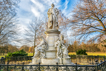 Monument of Johann Wolfgang von Goethe in Tiergarten - oldest park in Berlin, Germany