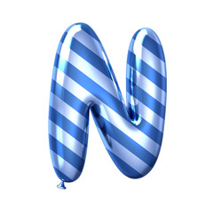 Blue stripe balloon alphabet N