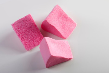 sponges for makeup. set of pink triangular sponges