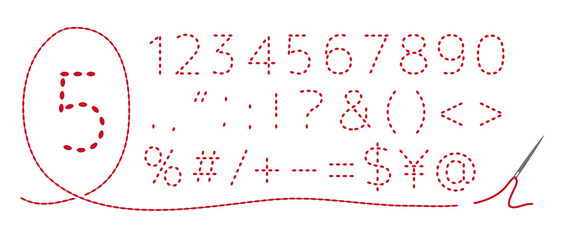 和風刺繍 数字・記号 並縫い