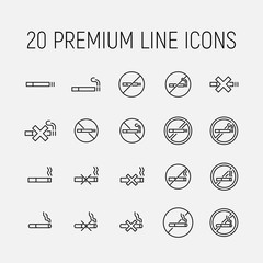 Smoking related vector icon set.