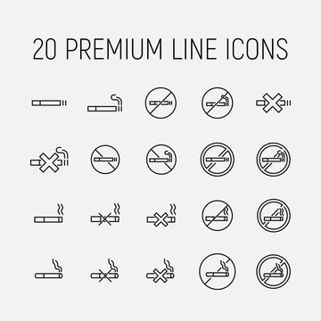 Smoking Related Vector Icon Set.