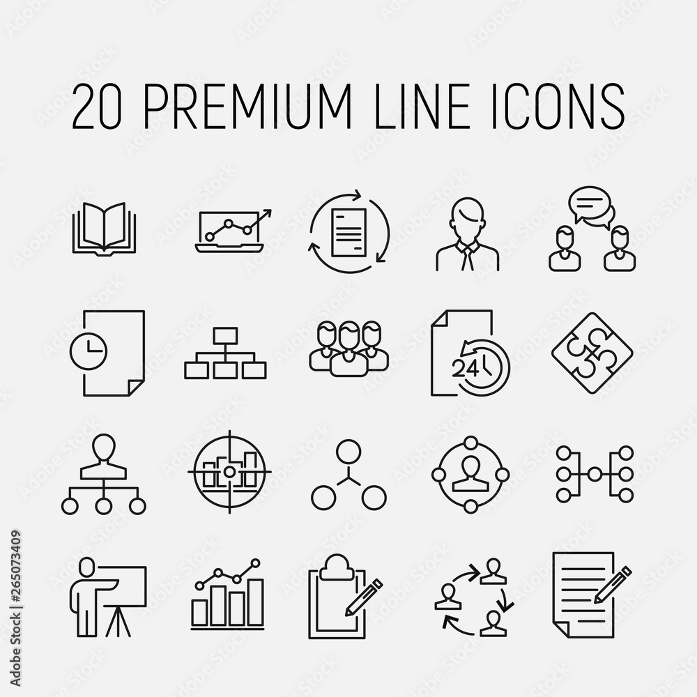 Poster simple collection of scrum agile related line icons.