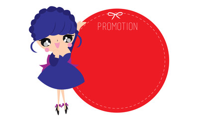 cute girl banner promotion design vector