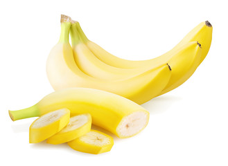 ripe banana isolated on white background with clipping path