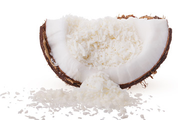slice coconut shavings isolated on white background clipping path - 265074093