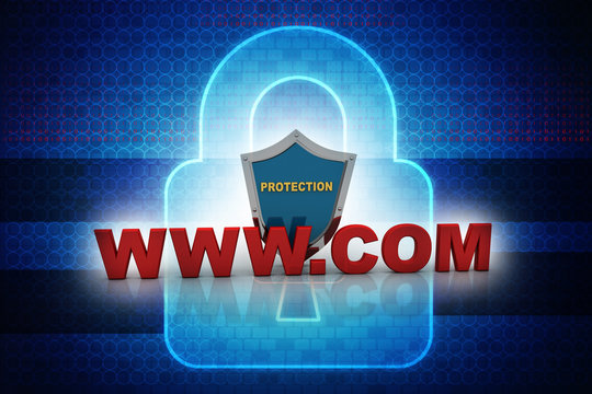 3d rendering WWW.com with shield
