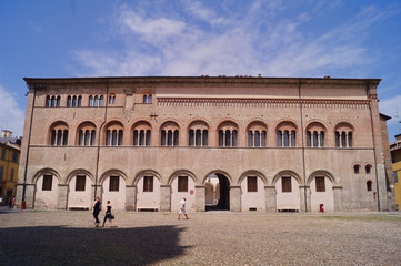 Fototapeta na wymiar Facade of the Bishopric of Parma, Italy