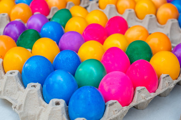 Fototapeta na wymiar Colorful Easter eggs full background. Closeup view