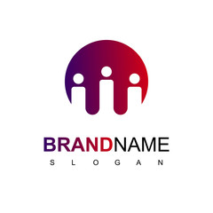 Flat People Logo Vector In Isolated White Background