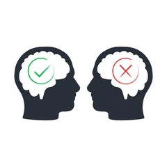 The human head, the brain. Thinking, perception. Vector icon.